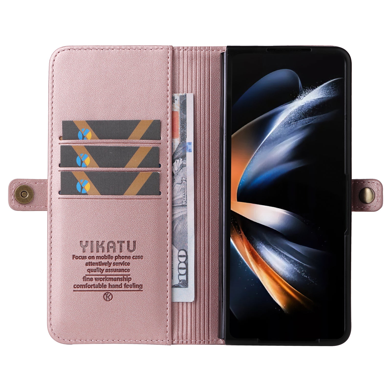 YIKATU YK- 001 for Samsung Galaxy Z Fold6 5G Case PU Leather Strong Magnetic Flip hone Cover - Rose Gold YIKATU YK- 001 for Samsung Galaxy Z Fold6 5G Case PU Leather Strong Magnetic Flip hone Cover - Rose Gold